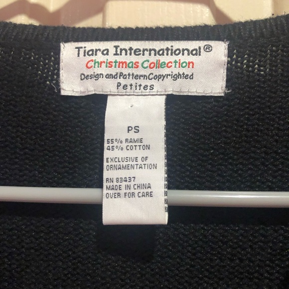 Vintage Tiara Embroidered Sequin Cardinal Black Zip Up Cardigan Size PS - Picture 2 of 9